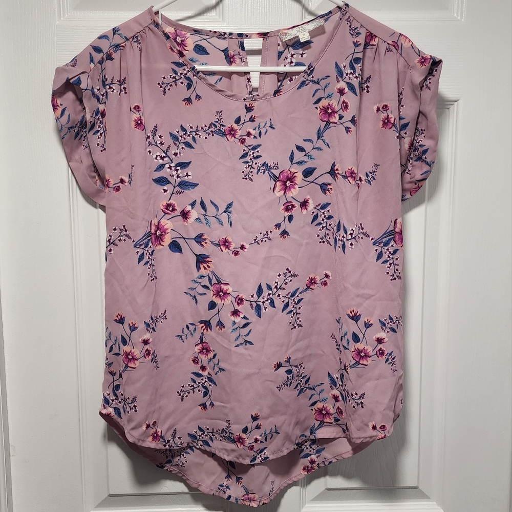 Pink floral blouse